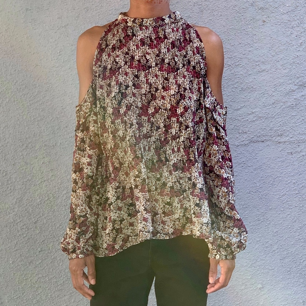 ZARA Long Sleeve Open Shoulder Blouse